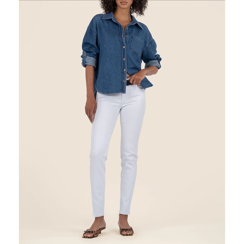 KUT from the Cloth Diana White Mid Rise Skinny Jeans Relax Stretch Sz 4(30) x30"